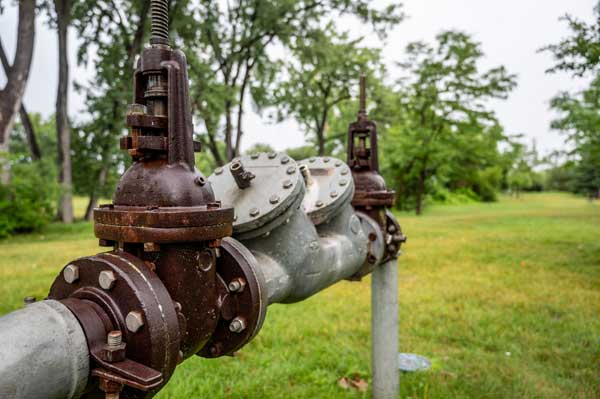 Water Main Pipe With Back Flow Prevention Double Block And Bleed Valves Plumbing Installation Services